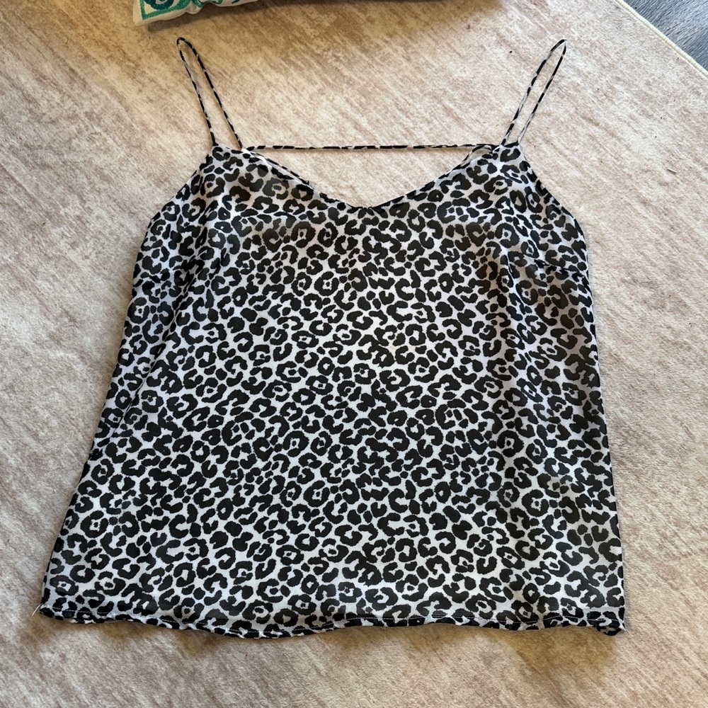 Vince Camuto Black and White Leopard Camisole